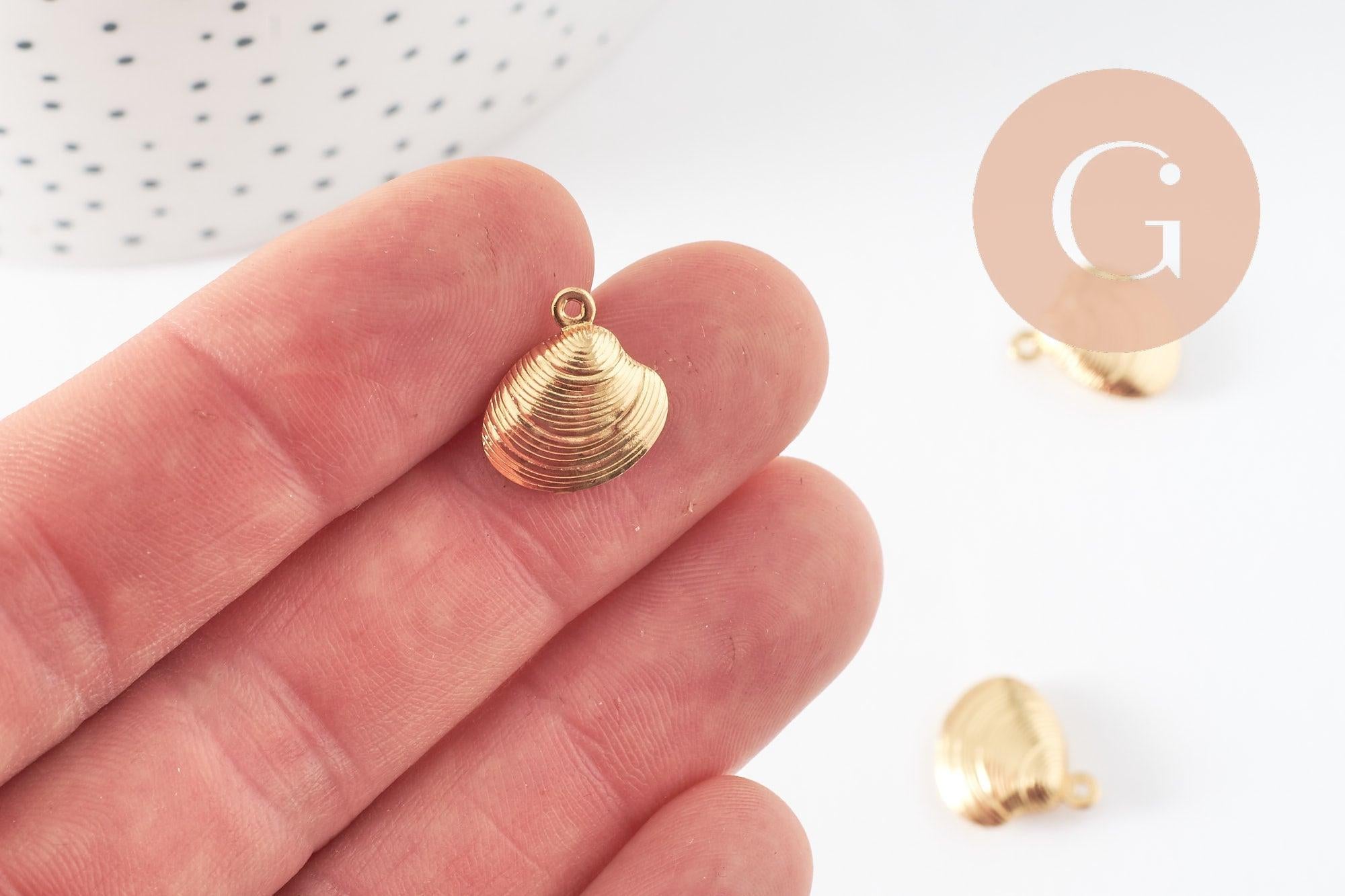 Gingerlily breloque coquillage pendentif acier doré 14mm x1