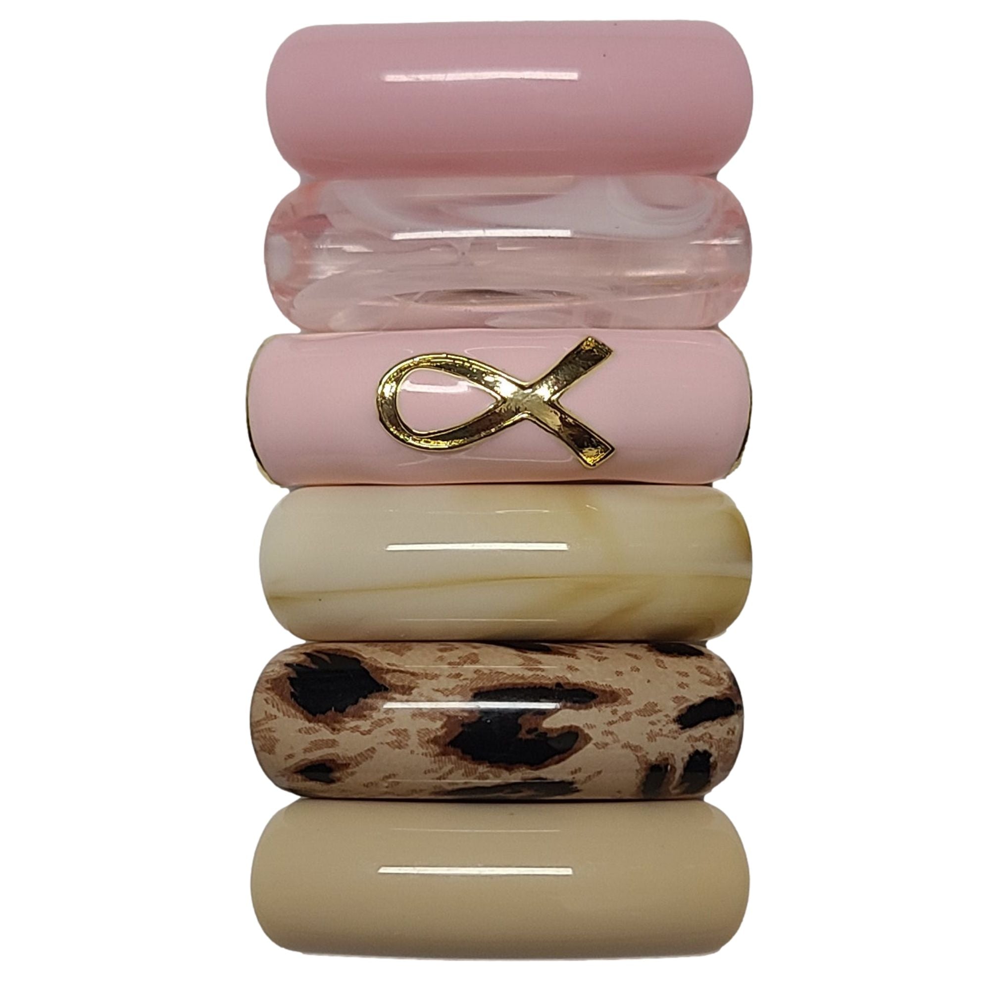 ARTSHOP Camaieux 170 lot 6 perles tubes ruban rose