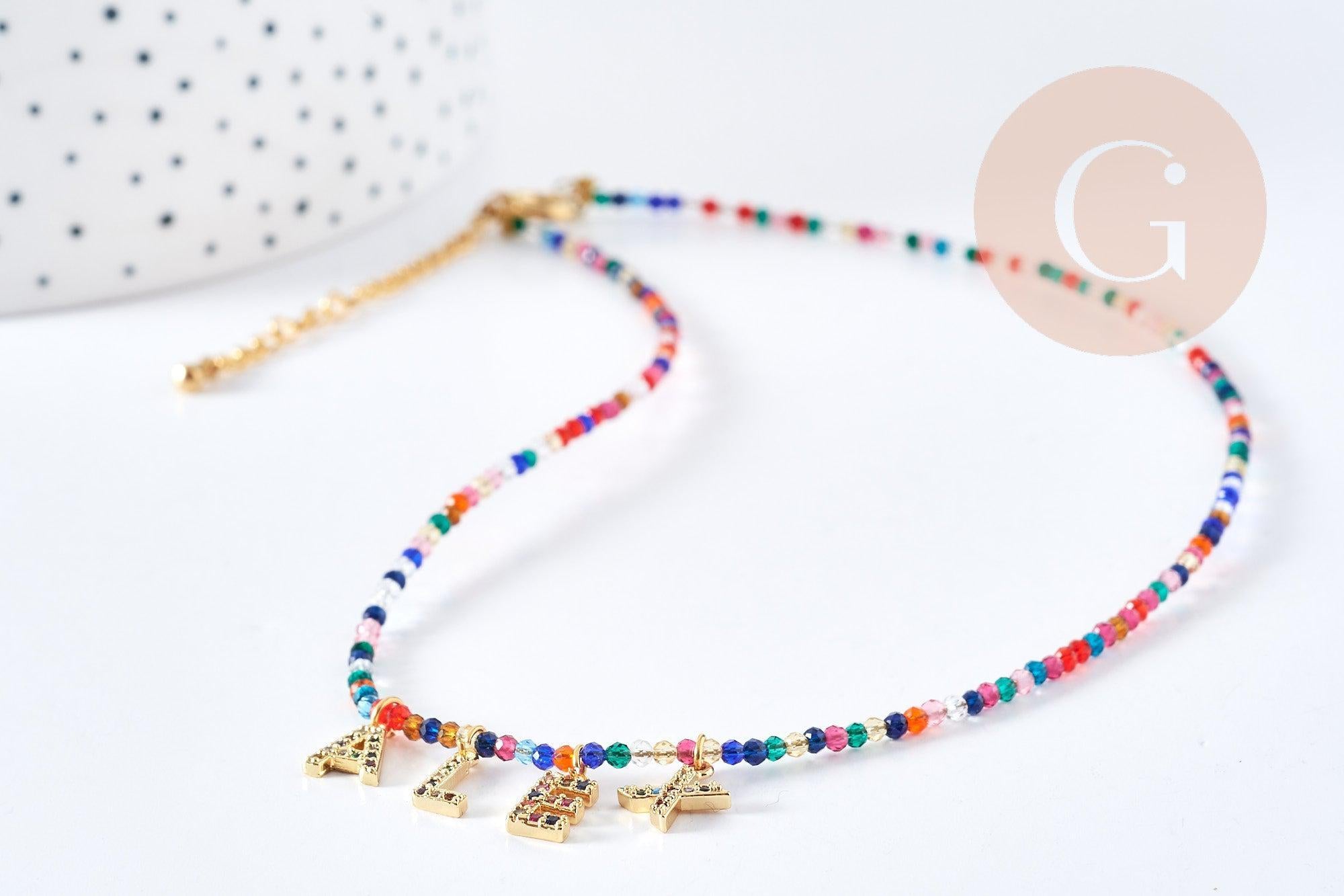 Gingerlily Vecchio kit collier lettres zircon multicolore 40cm sans pinces