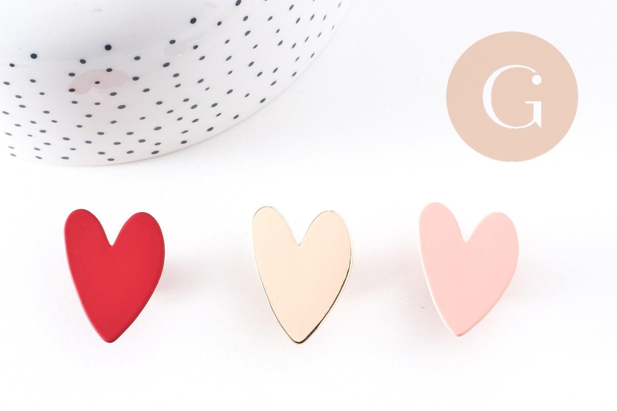 Gingerlily Broche pins coeur G10139 zamac doré rouge 29mm