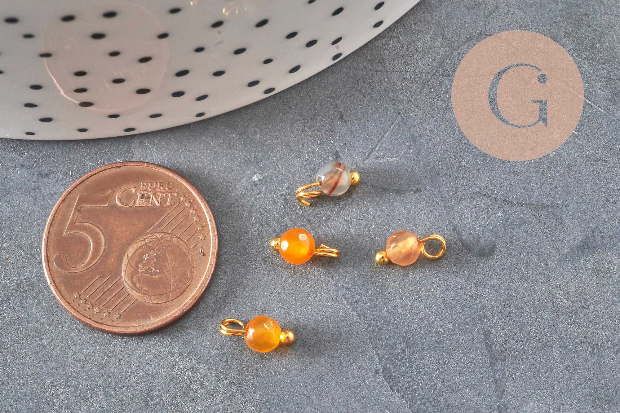 Gingerlily Pendentifs G11370 breloque agate dorée 8,5mm x1