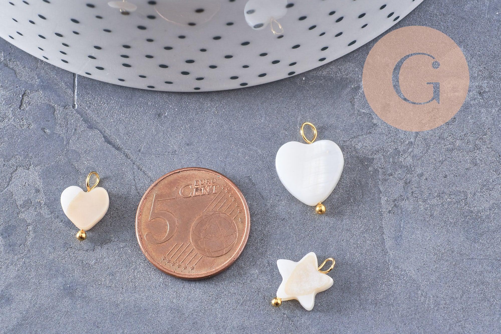 Gingerlily Pendentifs breloque nacre blanche doré x1