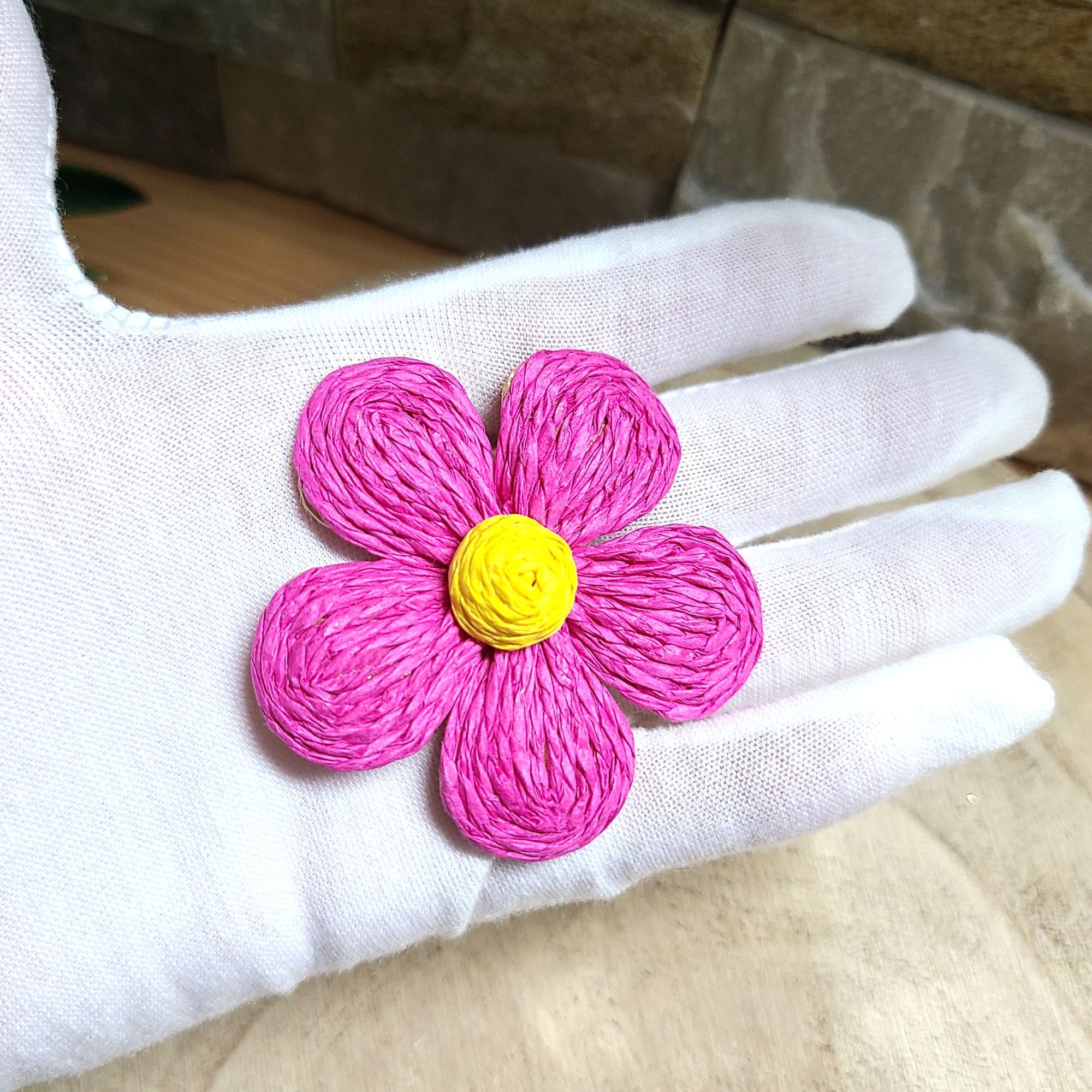 ARTSHOP Flower power 11 fleur Marguerite raphia ivoire x1 - 55 mm