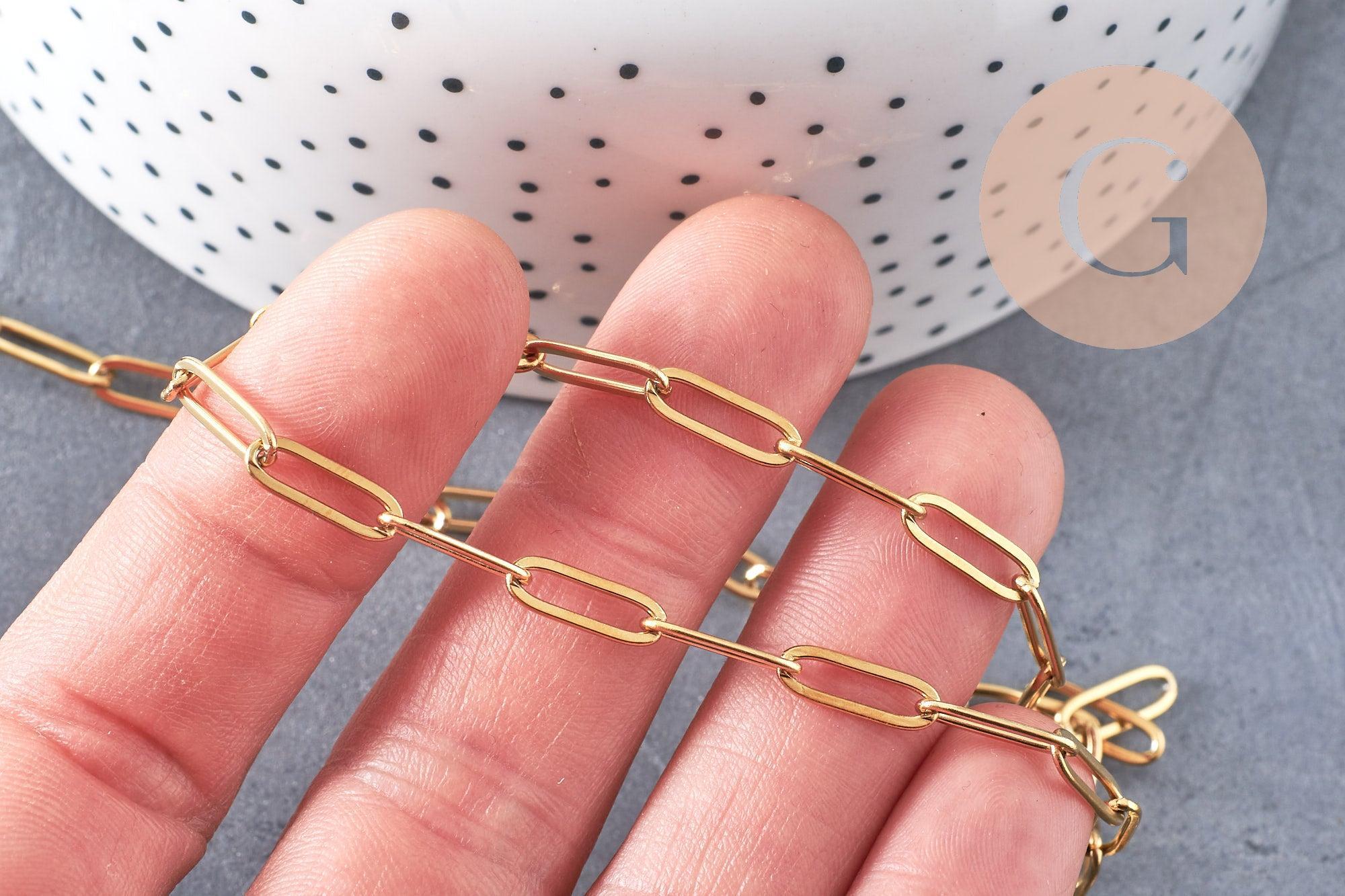 Gingerlily Chaînes pour bijoux DIY G5448 chaîne rectangle dorée 1 m
