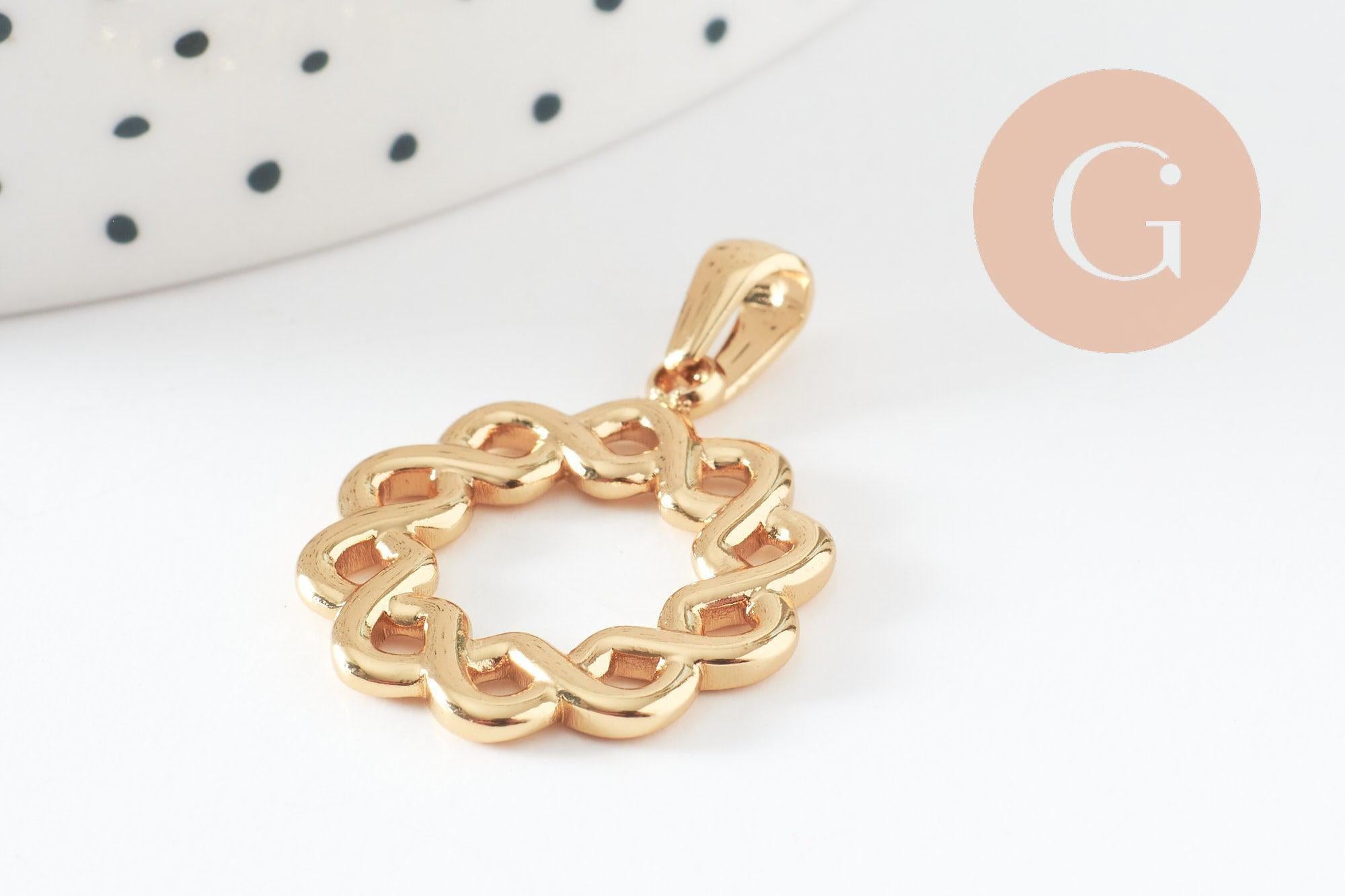 Gingerlily Pendentifs G10192 pendentif rond tressé doré 25mm