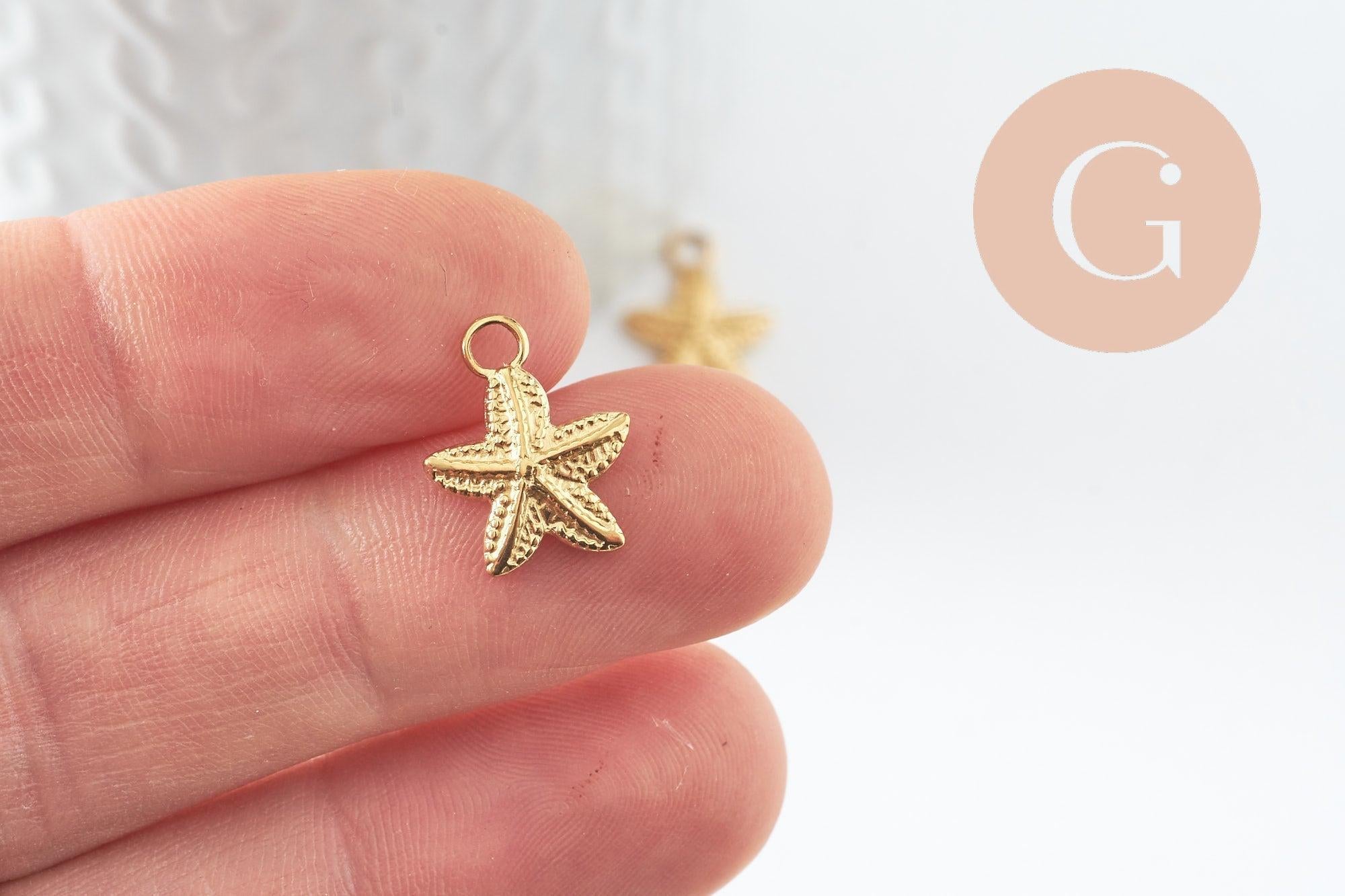 Gingerlily Pendentif étoile de mer acier doré 15.5mm x2 G9855