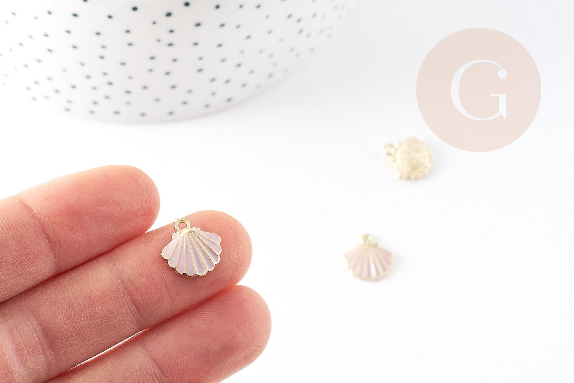 Gingerlily pendentif coquillage G4363 doré rose 13mm x1