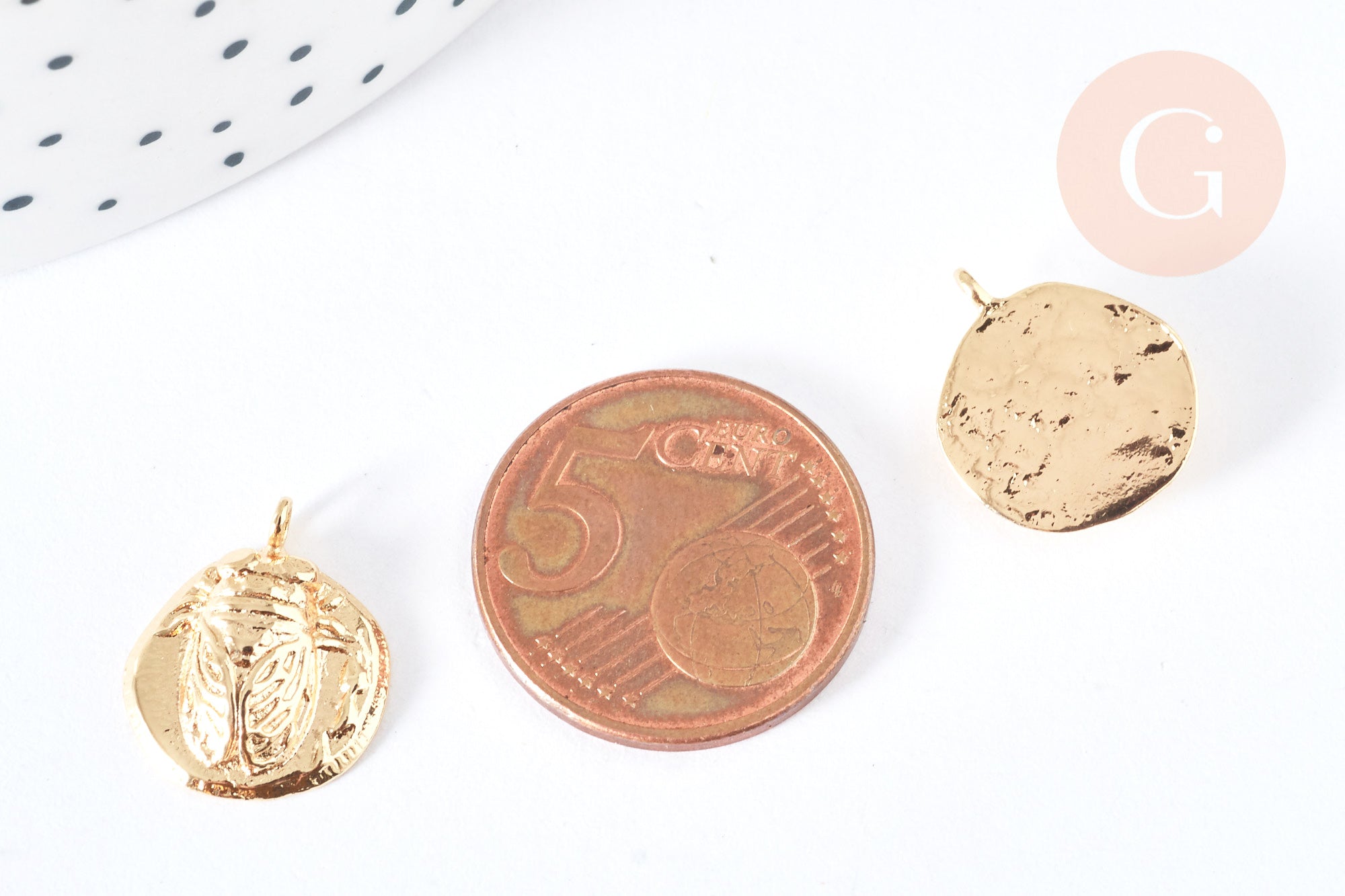 Gingerlily G7122 pendentif médaille cigale laiton doré 16mm