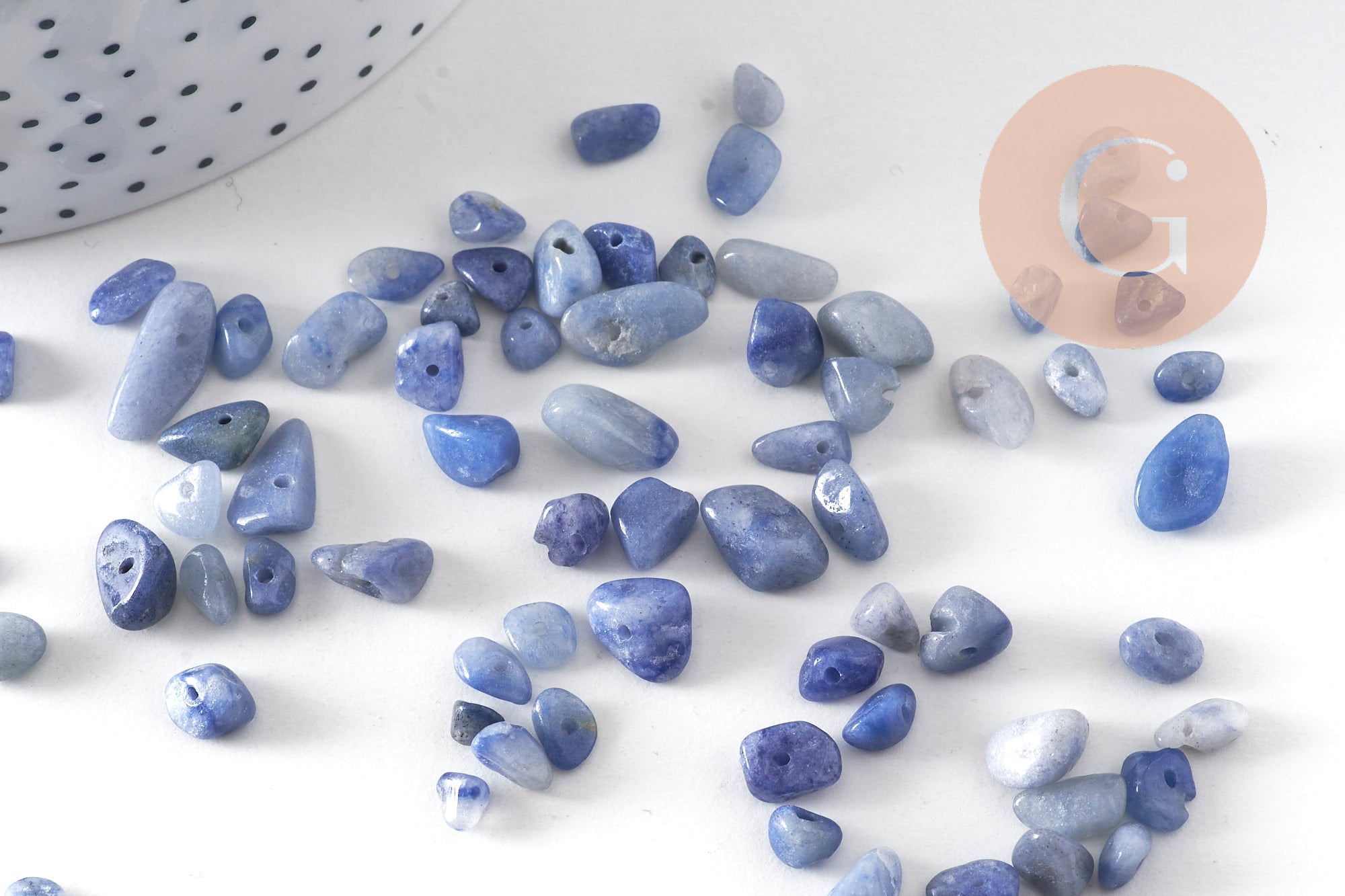 Gingerlily Perles aventurine bleue chips 5-11mm sachet 55g