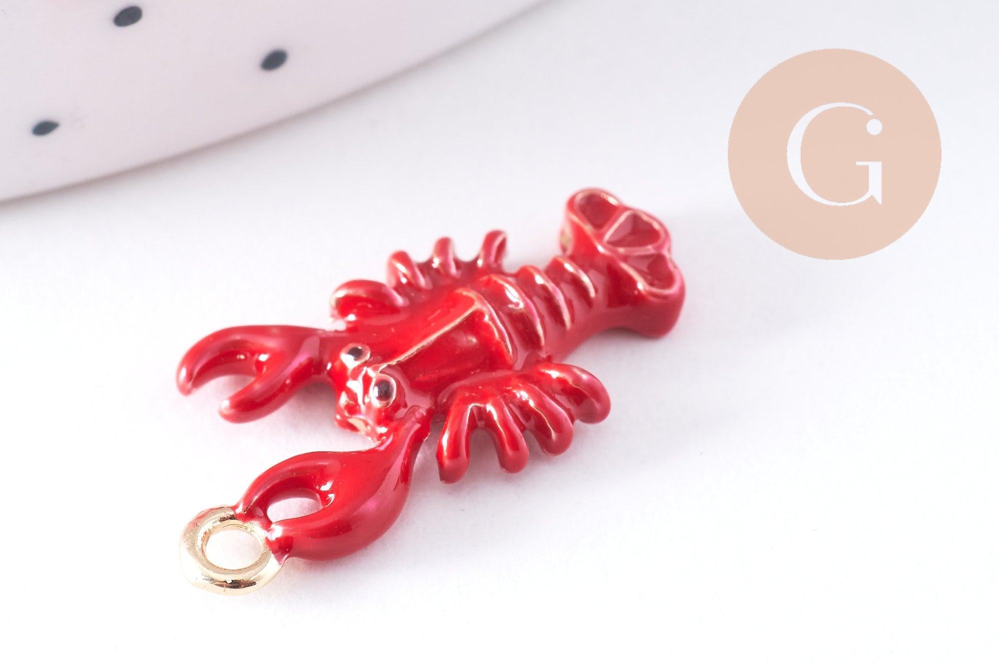 Gingerlily Perles G10619 pendentif homard rouge 21 mm