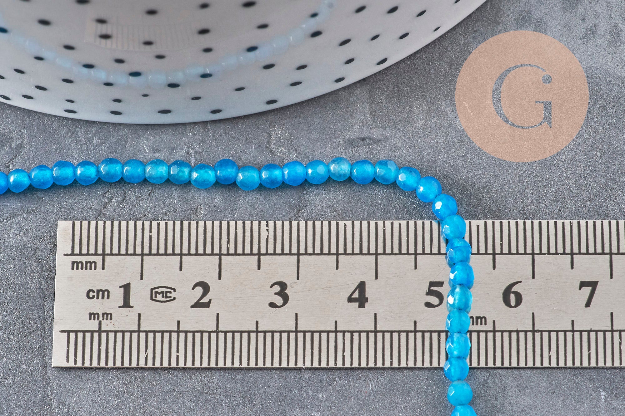 Gingerlily Agate G11096 perles bleu vif 3 mm fil 38 cm