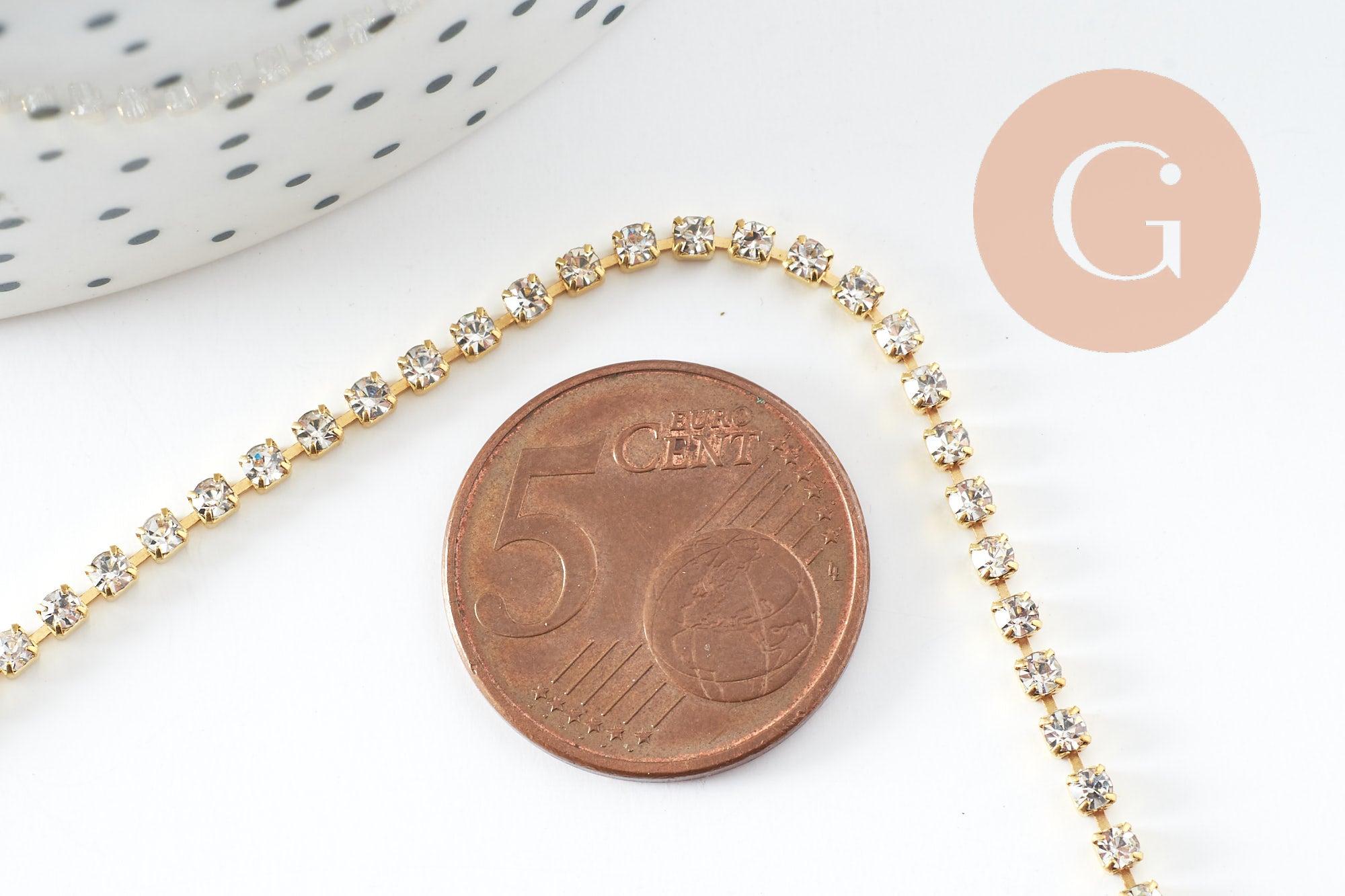 Gingerlily Chaînes chaîne strass laiton brut 2mm 50cm