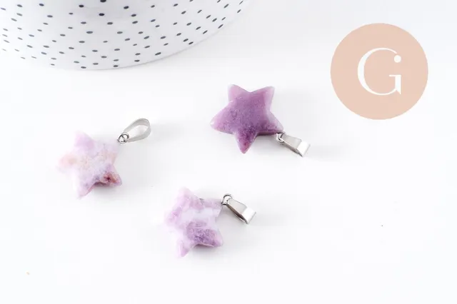 Gingerlily Pendentif étoile lépidolite violette 22mm x1 G10071