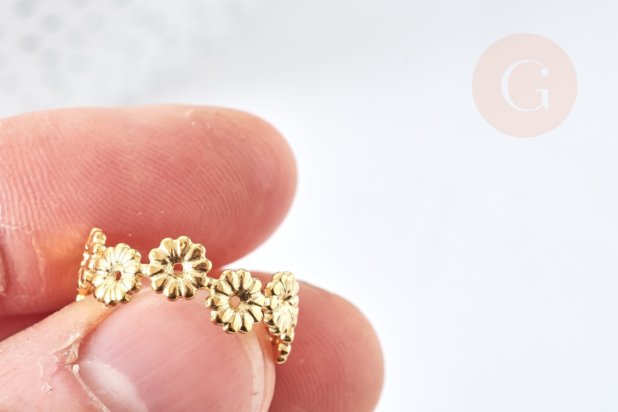 Gingerlily G8469 bague marguerites acier doré taille 54