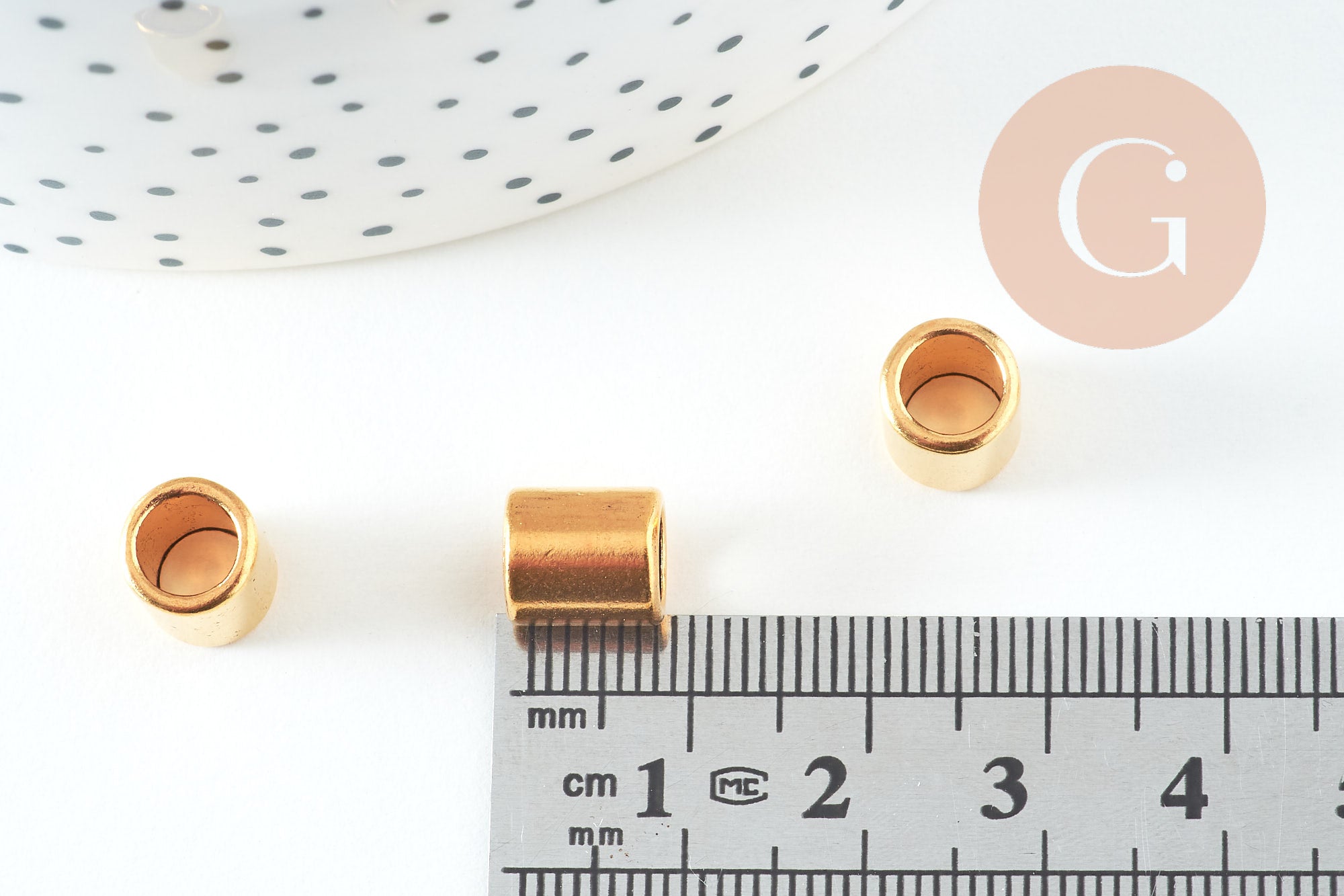 Gingerlily Perles G10741 perles tube zamac doré 9mm x50