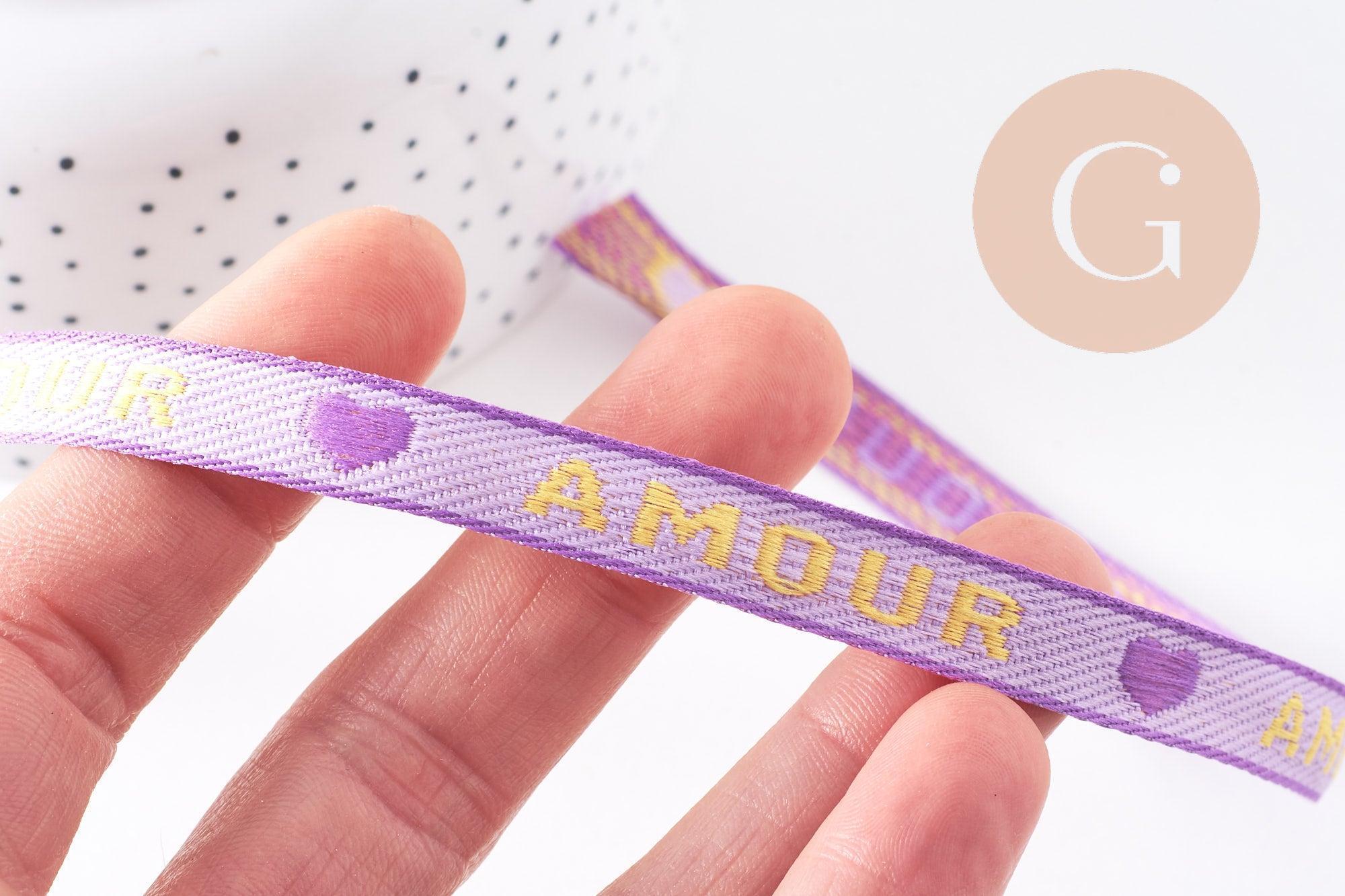Gingerlily Amour G10267 ruban brodé 10mm texte 1 mètre