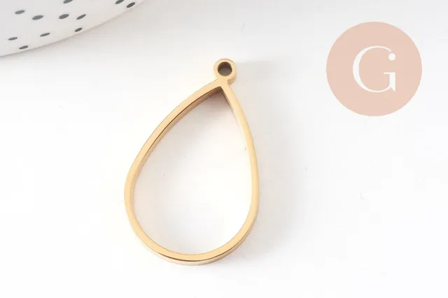 Gingerlily Pendentif goutte G10791 acier doré 32mm x1
