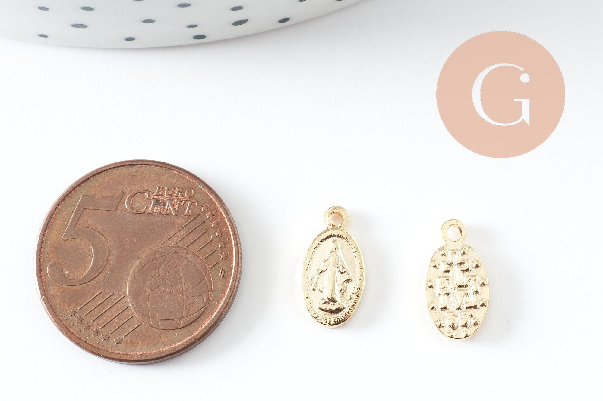 Gingerlily Pendentifs G9943 médaille Vierge acier doré 12mm x2