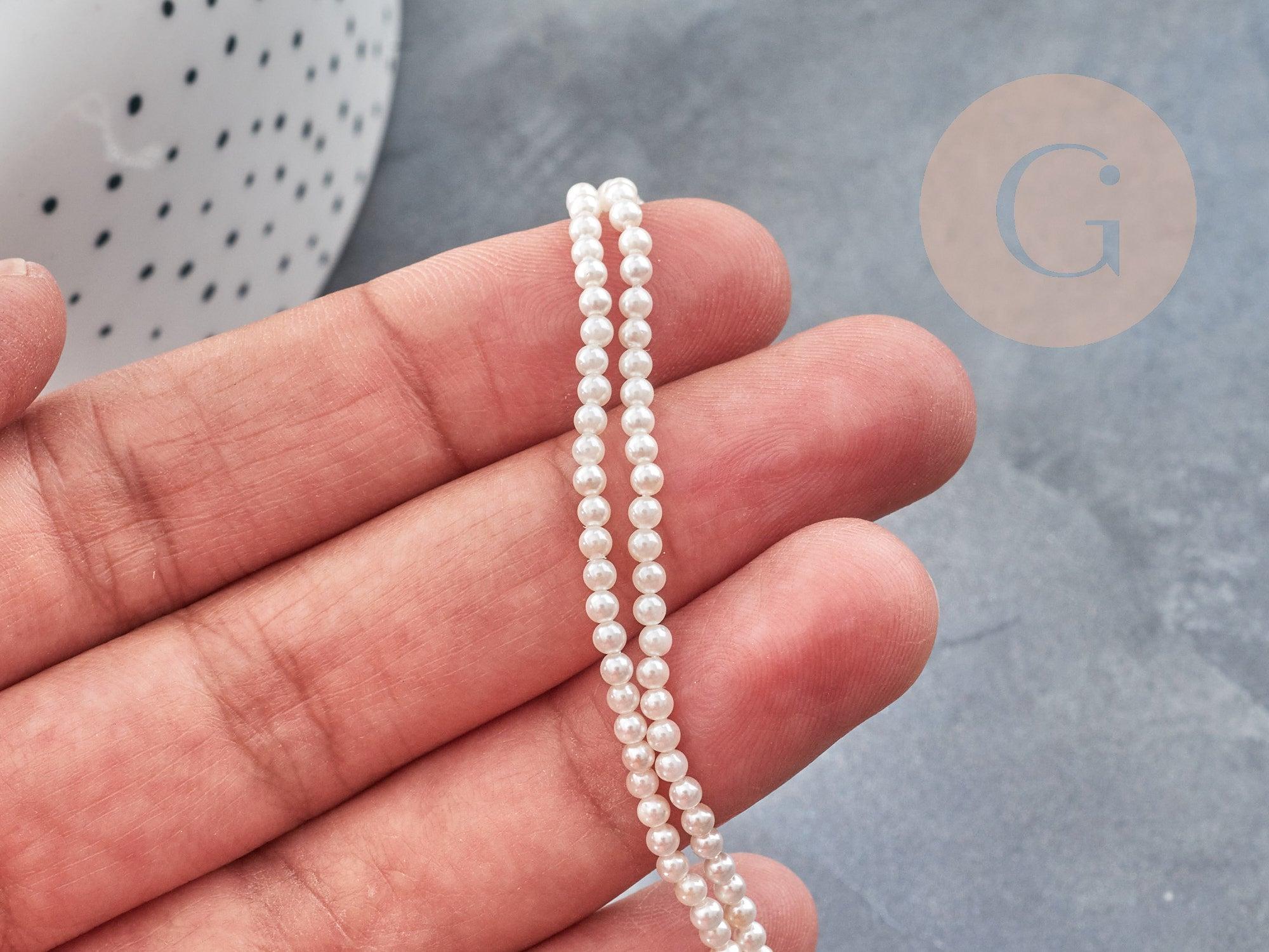 Gingerlily Perles Nacre blanche perles rondes 2.5mm fil 42cm