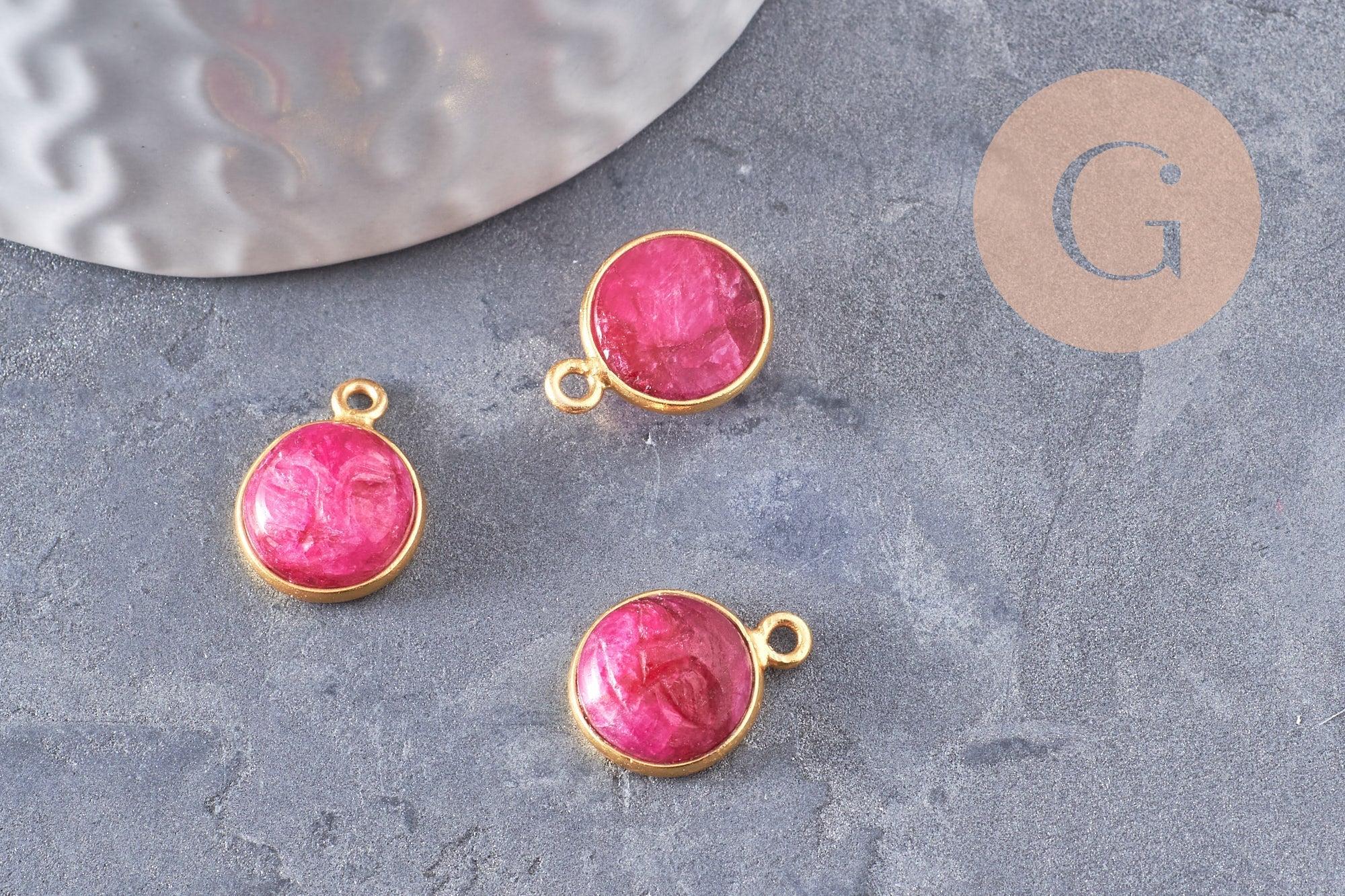 Gingerlily Pendentifs visage lune rubis G9878 19mm doré