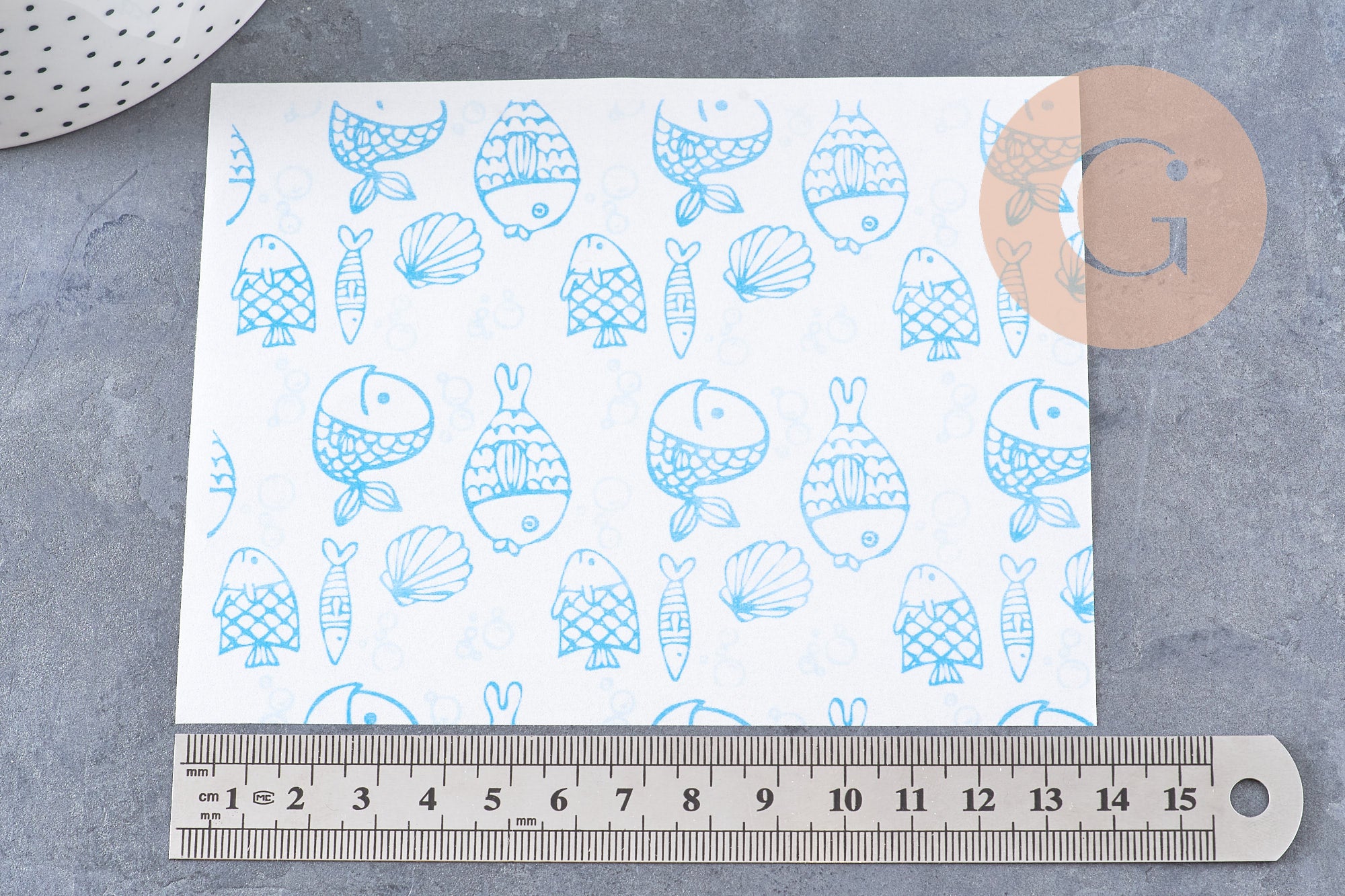 Gingerlily Pâte polymère Feuille transfert G10773 poissons turquoise 14x10 cm