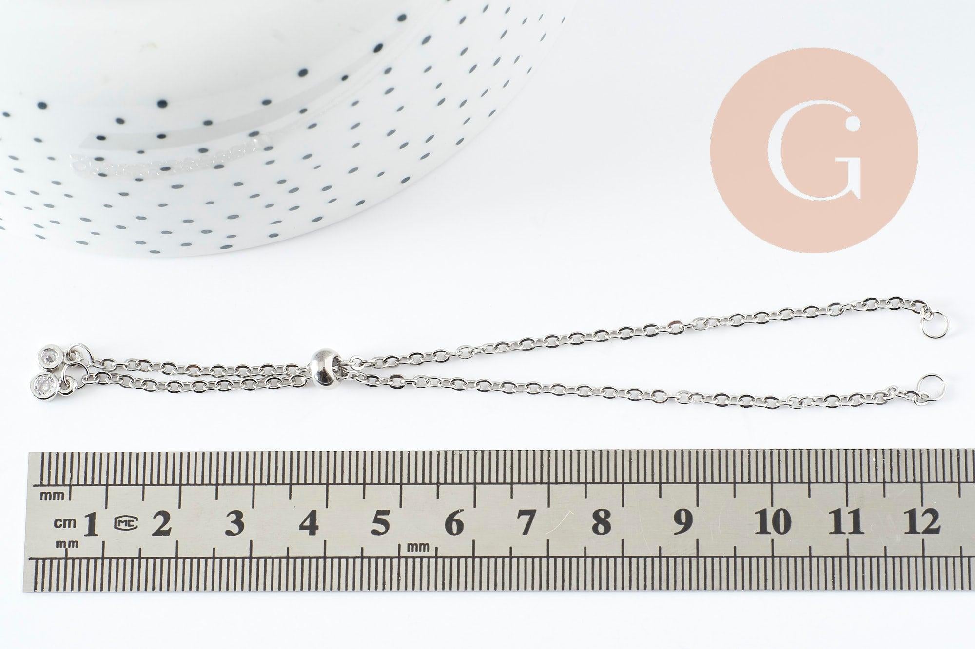 Gingerlily G10230 base bracelet acier zircon 26,6cm