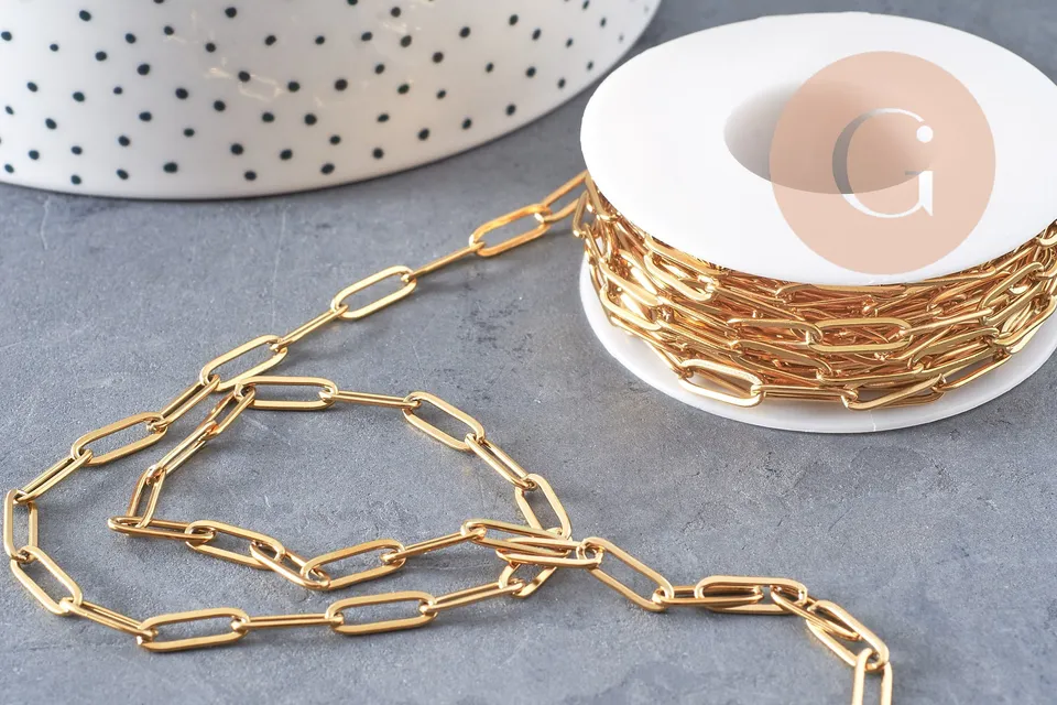 Gingerlily Chaînes pour bijoux DIY G5448 chaîne rectangle dorée 1 m