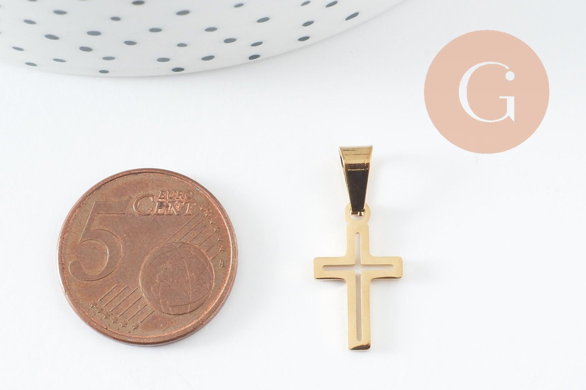 Gingerlily G9861 pendentif croix acier doré 18mm x1