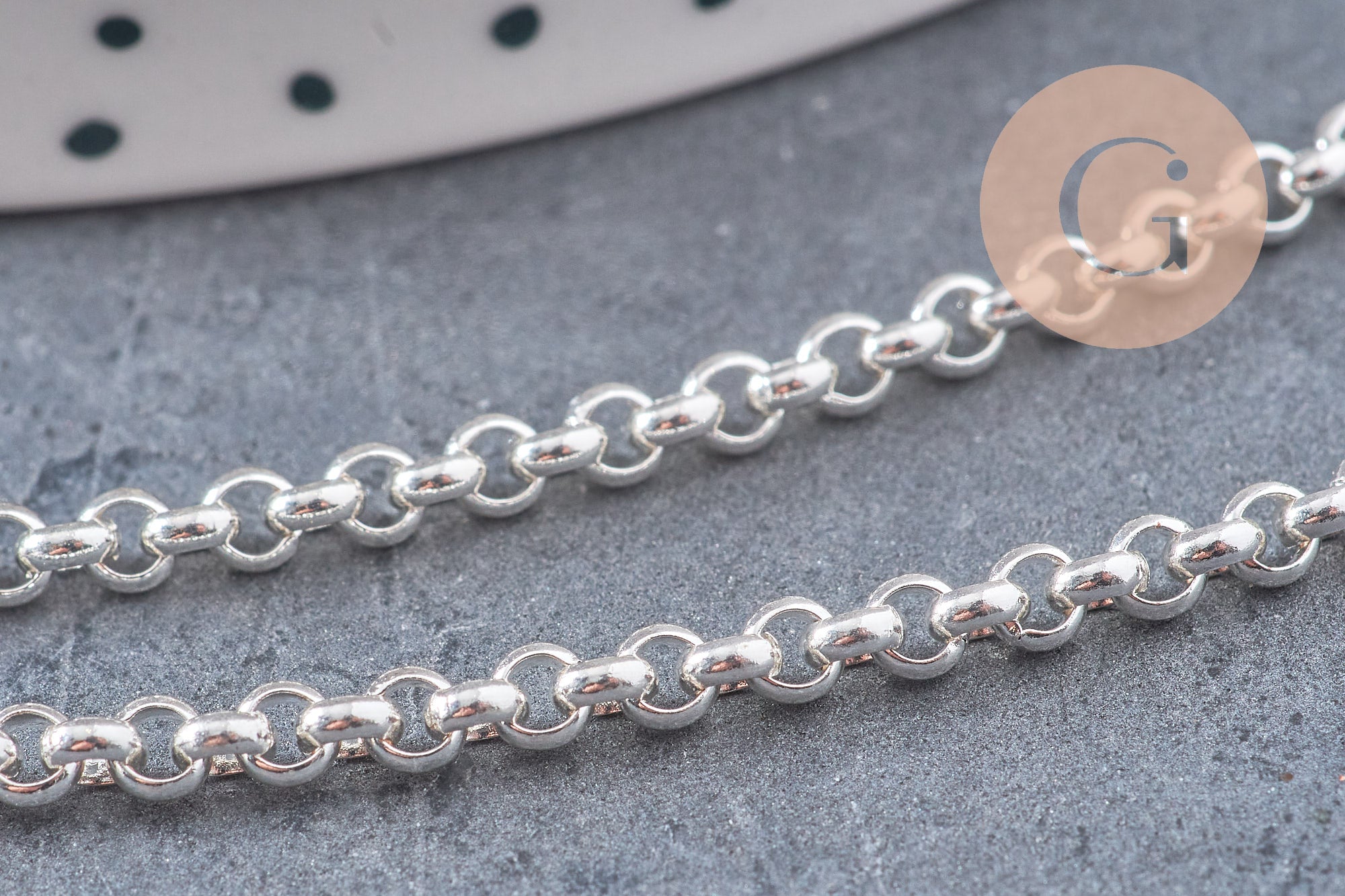 Gingerlily Chaînes G10866 maille rolo acier argenté 3mm 1m