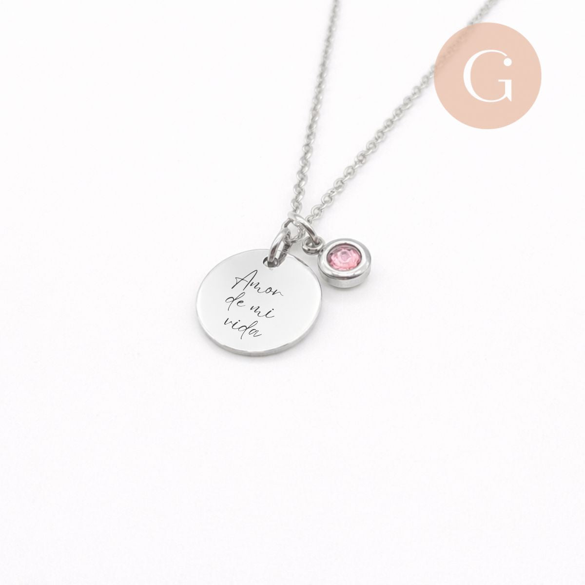 Gingerlily Bijoux personnalisés G11101 collier médaille or pierre naissance