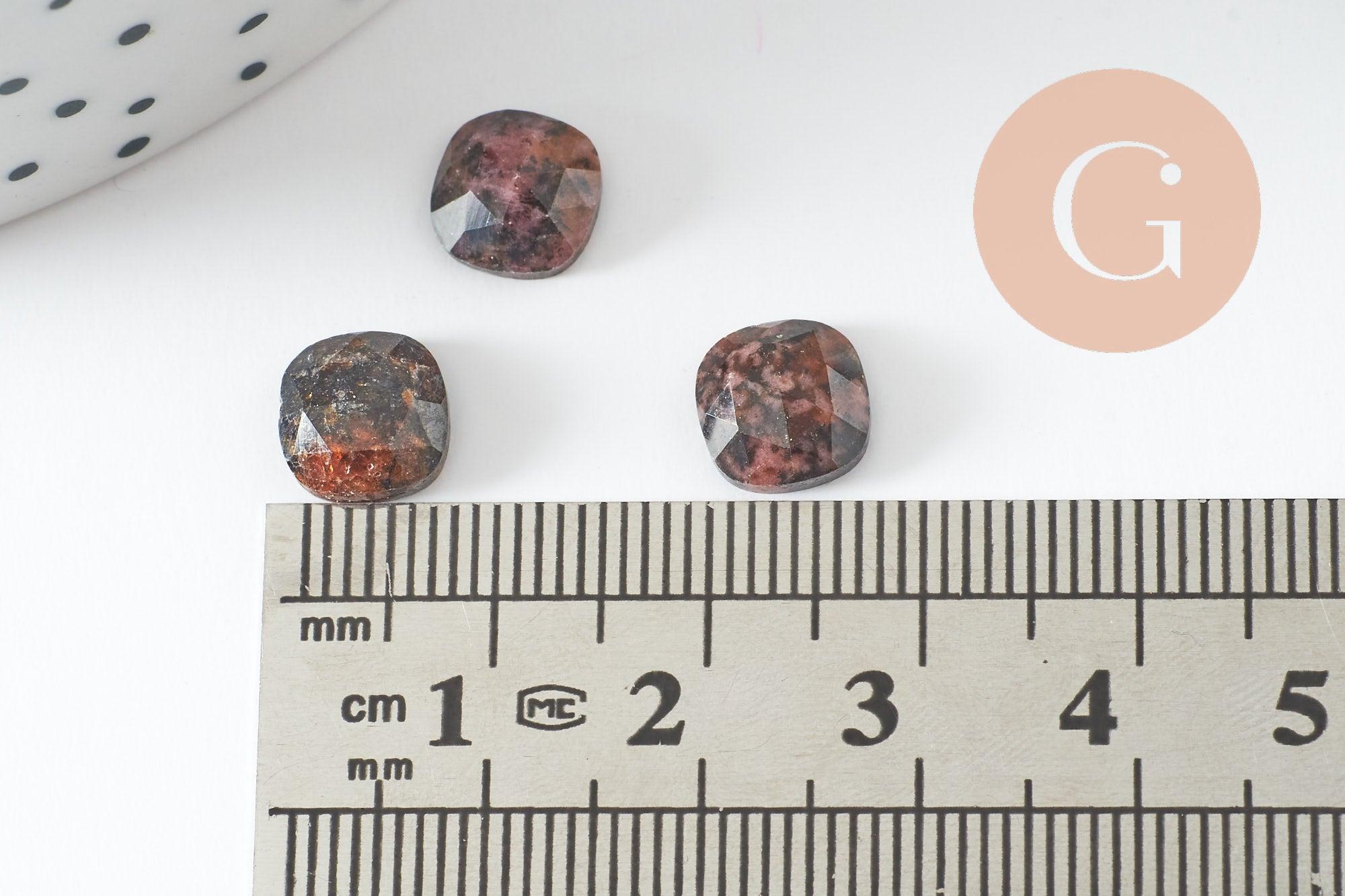 Gingerlily Perles cabochon carré rhodonite 8mm pierre