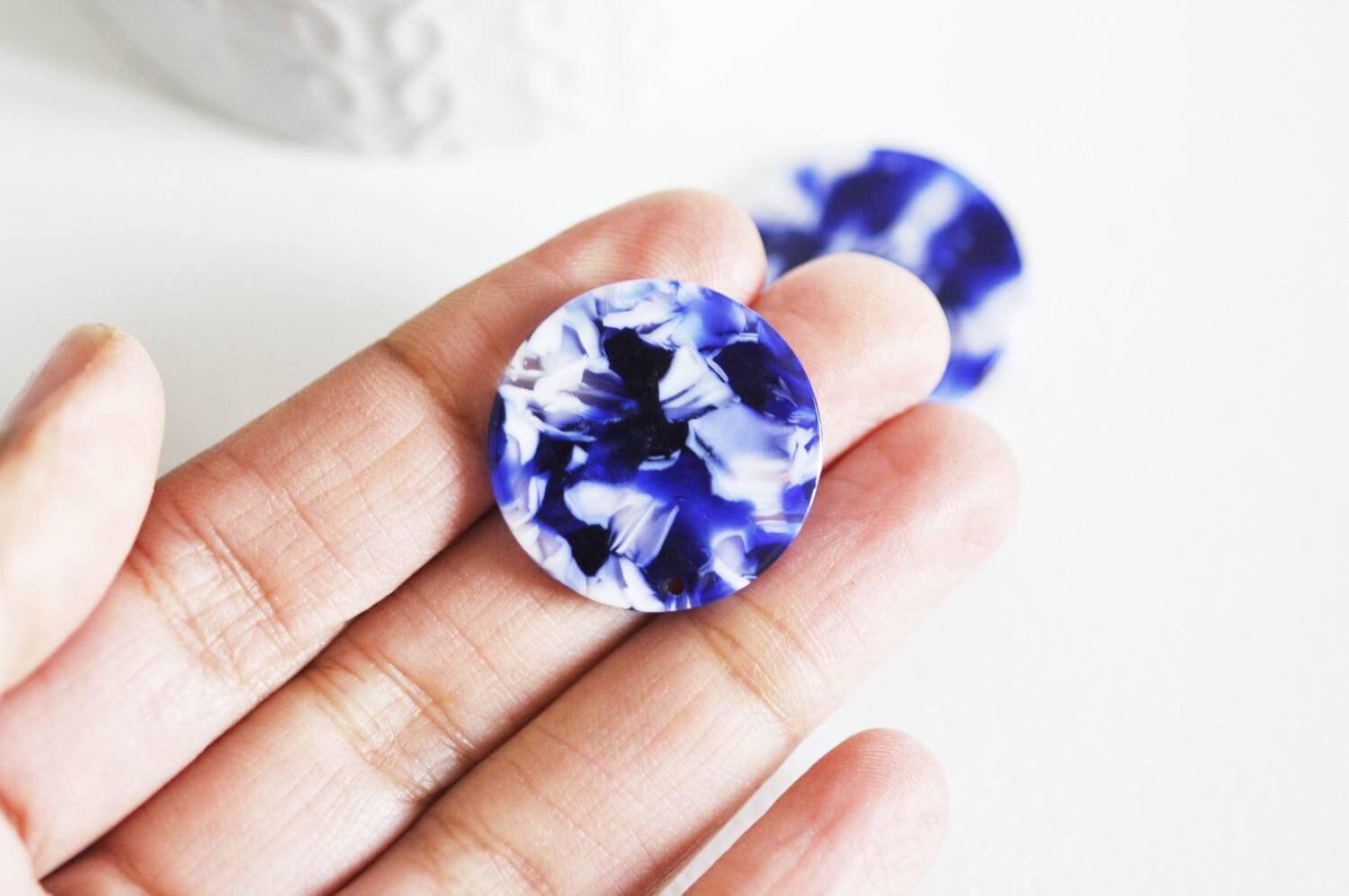 Gingerlily Apprêts connecteur acétate cercle bleu nuit 2,7cm x2