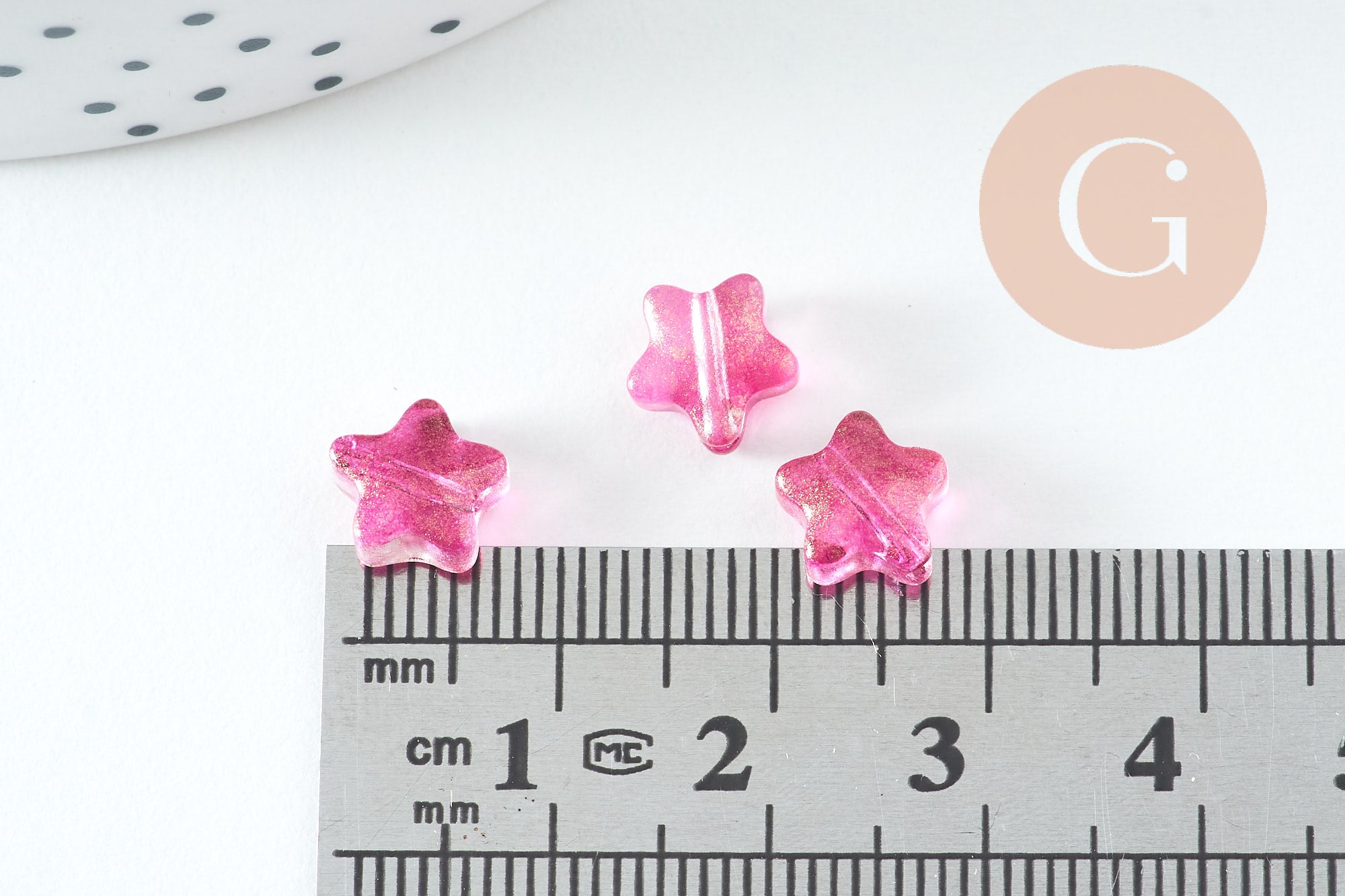 Gingerlily Perles Étoile Fuchsia Doré Imitation Jade 8mm x10
