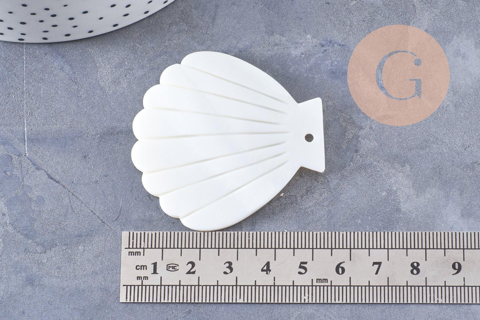 Gingerlily pendentif coquillage G10091 nacre blanche 54mm x2