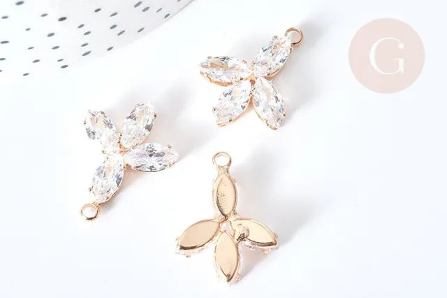 Gingerlily G8085 pendentif fleur zircons doré 24mm