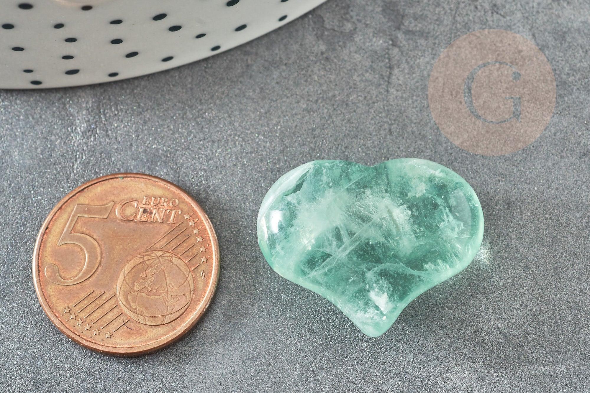 Gingerlily Pierres G5701 coeur fluorite naturelle 25mm x1 vert
