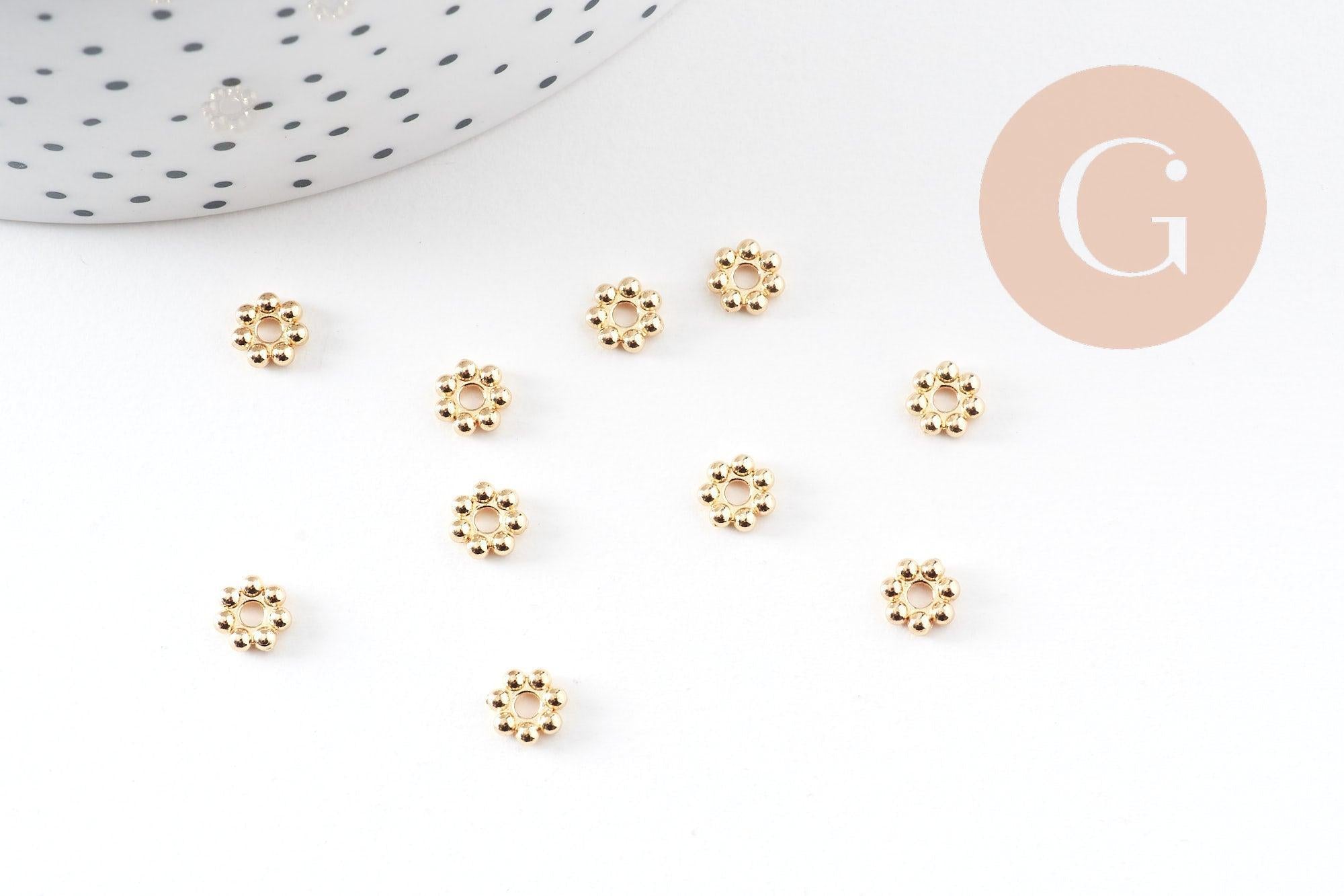 Gingerlily Perles rondelles fleurs G10905 perles intercalaires doré 6mm x10