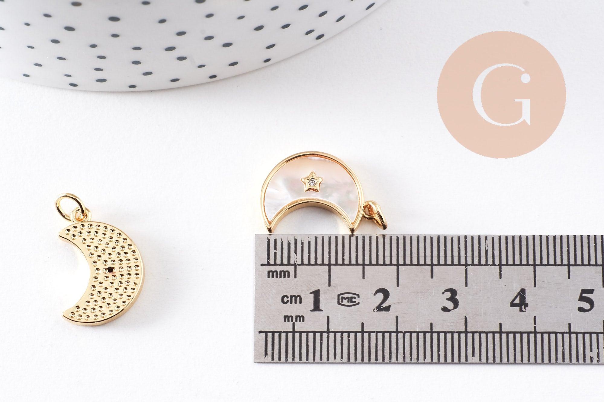 Gingerlily Perles G10256 pendentif lune nacre blanche 18 mm