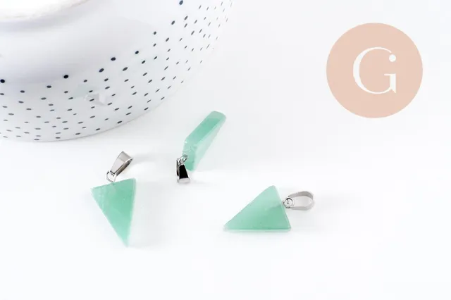 Gingerlily Pendentifs triangle aventurine verte acier 24 mm