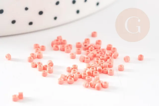 Gingerlily Perles rocaille tube verre corail 2mm 8gr