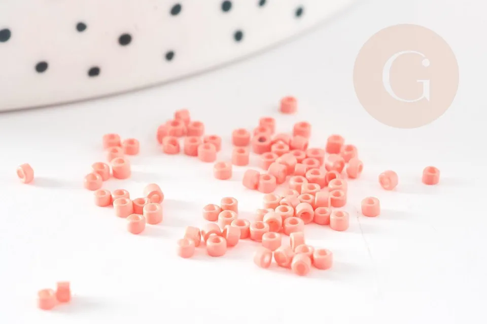Gingerlily Perles rocaille tube verre corail 2mm 8gr