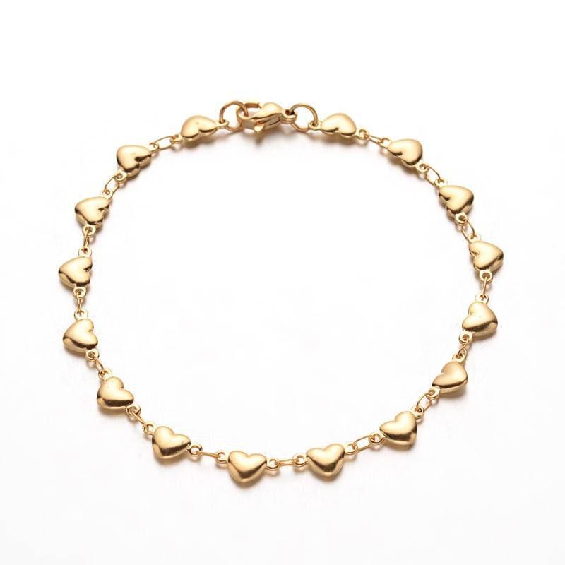 Gingerlily Bracelet coeur acier doré 14k 21 cm x1