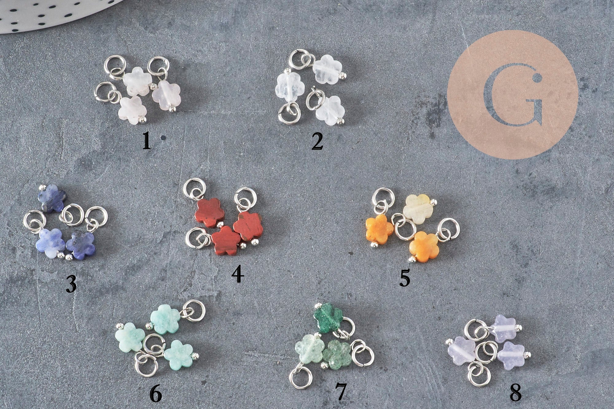 Gingerlily Pendentifs G11386 breloque fleur pierre naturelle 10,5mm x1