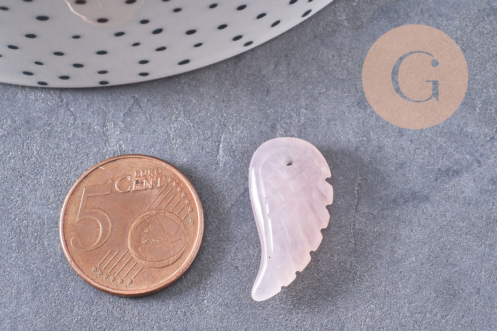 Gingerlily Pendentifs aile quartz rose naturel 24,5 mm, x1