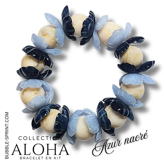 Artshop Aloha kit bracelet azur nacré perles 16mm