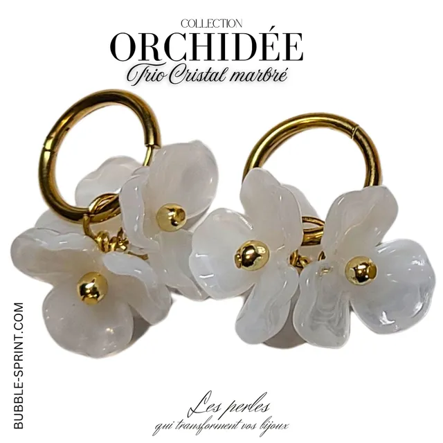 Artshop Prêts-à-porter créoles Trio Orchidées cristal
