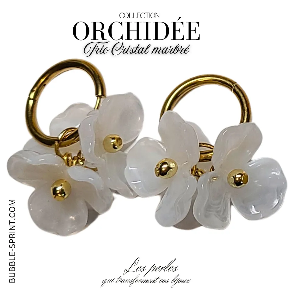 Artshop Prêts-à-porter créoles Trio Orchidées cristal