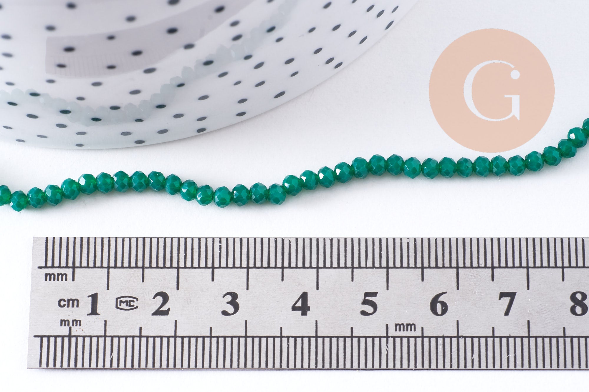 Gingerlily Perles Rondelles Cristal Vert Émeraude 3mm Fil 34cm
