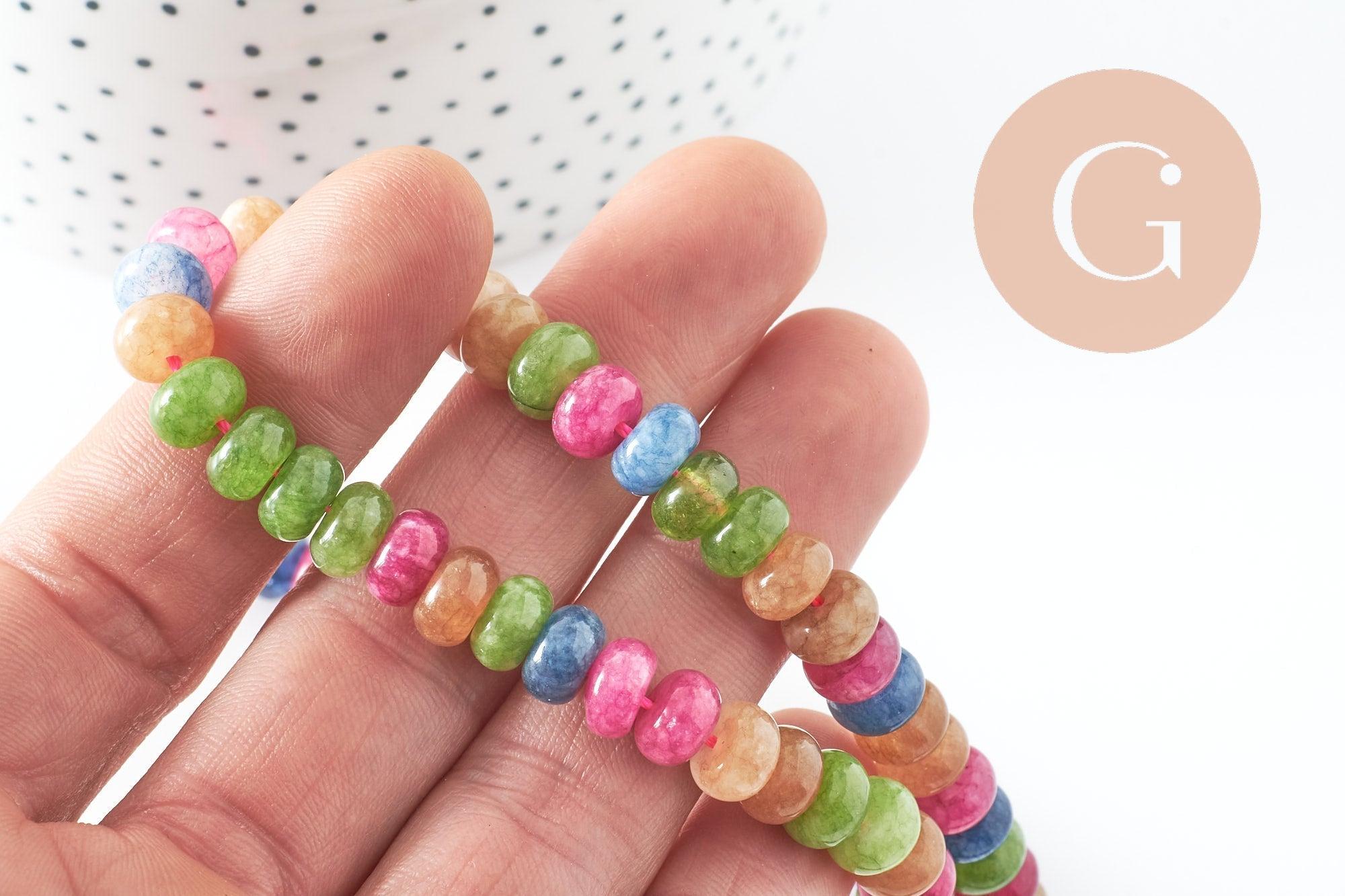 Gingerlily perles rondelle jade multicolore 8mm fil 37cm