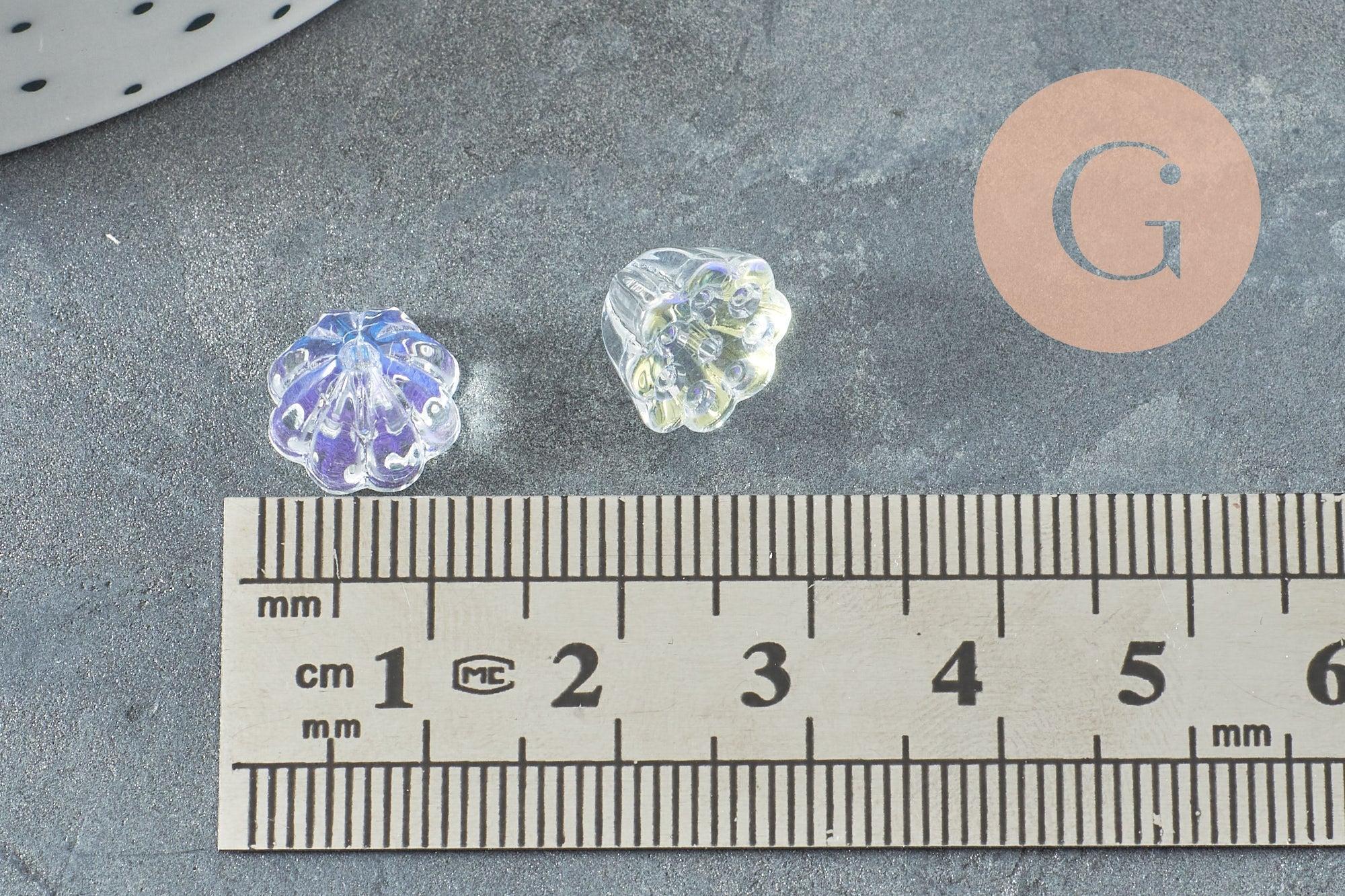 Gingerlily Perles fleur verre G9820 perles 11 mm lot 10 opalescent
